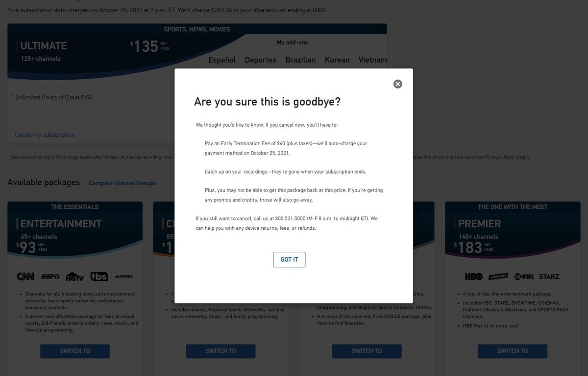 La politica di cancellazione di DirecTV Stream ora è un disastro totale